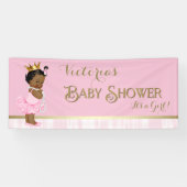 Afro-Amerikaanse Prinses Ballerina Baby shower Spandoek (Horizontaal)