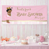 Afro-Amerikaanse Prinses Ballerina Baby shower Spandoek