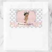 Afro-Amerikaanse prinses Blush Diamonds Parels Rechthoekige Sticker (Tas)