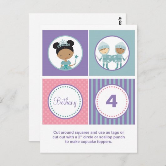 Afro-Amerikaanse prinses Cupcake Toppers Briefkaart (Voorkant / Achterkant)