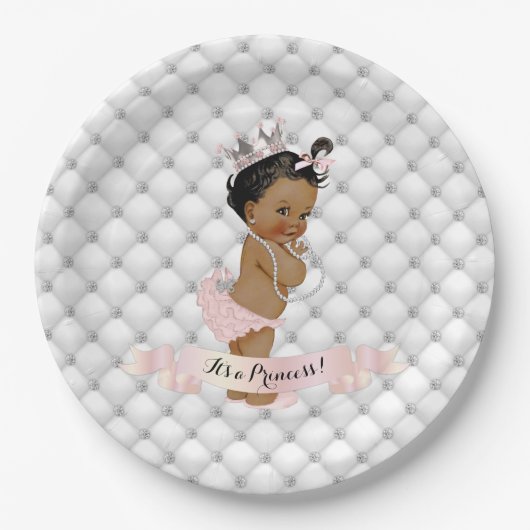 Afro-Amerikaanse prinses diamanten blush roze Papieren Bordje (Voorkant)