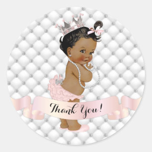 Afro-Amerikaanse prinses diamanten blush roze Ronde Sticker
