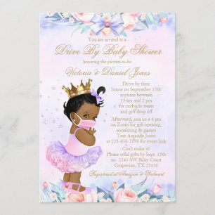 Afro-Amerikaanse prinses Drive By Baby Shower Kaart