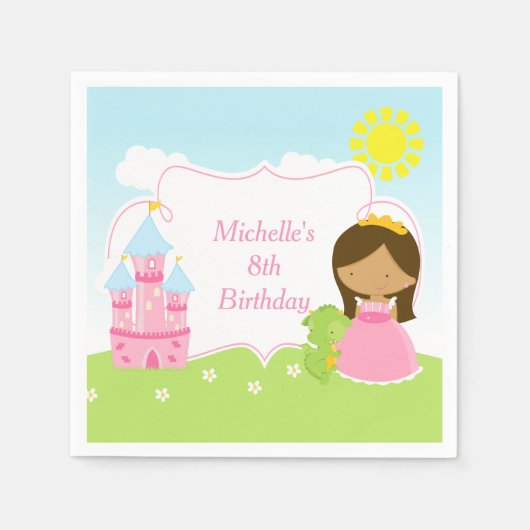 Afro-Amerikaanse prinses en draak Servet (Voorkant)