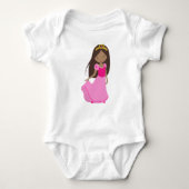 Afro-Amerikaanse prinses, koningin, kroon, baljurk Romper (Voorkant)