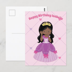 Afro-Amerikaanse Prinses Meisje Aangepaste Verjaar Briefkaart