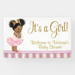 Afro-Amerikaanse Prinses Meisje Baby Shower Banner