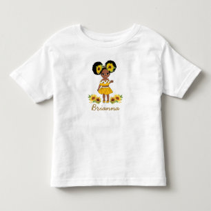 Afro-Amerikaanse prinses meisje zonnebloem Puff Ha Kinder Shirts