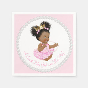 Afro-Amerikaanse Prinses Pearl Baby Shower Servet