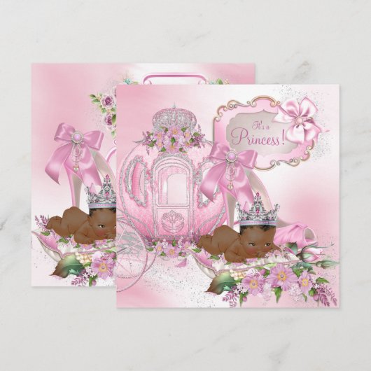 Afro-Amerikaanse prinses Royal Baby shower Kaart (Voorkant / Achterkant)