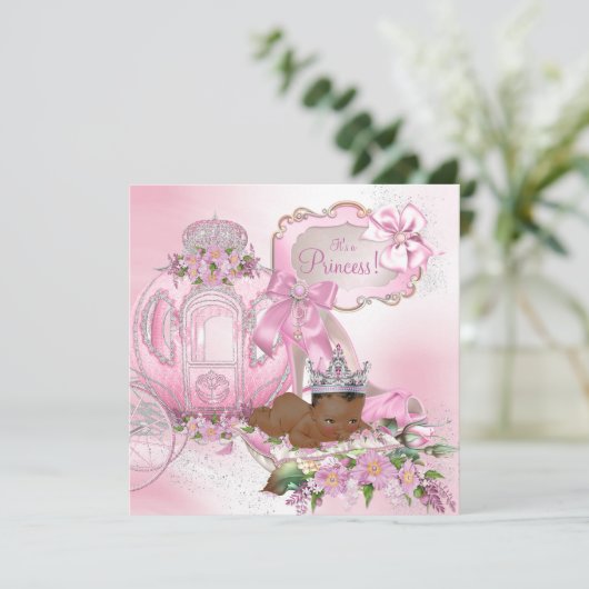 Afro-Amerikaanse prinses Royal Baby shower Kaart (Staand voorkant)