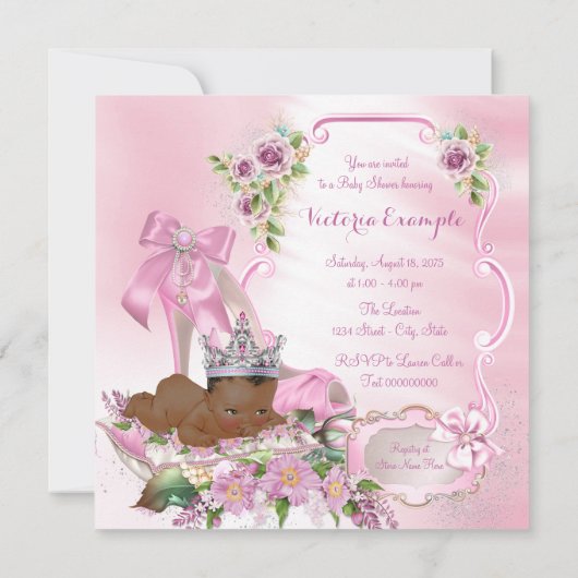 Afro-Amerikaanse prinses Royal Baby shower Kaart (Achterkant)