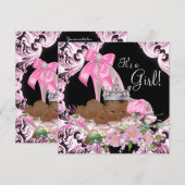 Afro-Amerikaanse prinses roze zwart Baby shower Kaart (Voorkant / Achterkant)