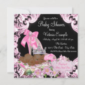 Afro-Amerikaanse prinses roze zwart Baby shower Kaart (Achterkant)