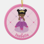 Afro-Amerikaanse prinses Schattige Roze Kerst Keramisch Ornament (Voorkant)