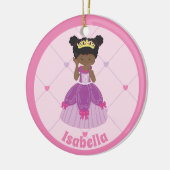 Afro-Amerikaanse prinses Schattige Roze Kerst Keramisch Ornament (Links)