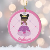 Afro-Amerikaanse prinses Schattige Roze Kerst Keramisch Ornament