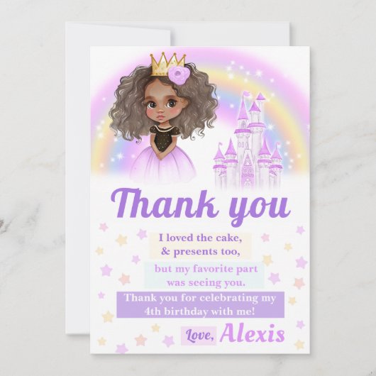 Afro-Amerikaanse prinses verjaardag bedankje Kaart (Voorkant)