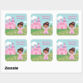 Afro-Amerikaanse prinses verjaardagsfeestje Sticke Vierkante Sticker (Vel)