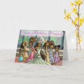 Afro-Amerikaanse prinsessen kleurrijke verjaardag Kaart (Gele Bloem)