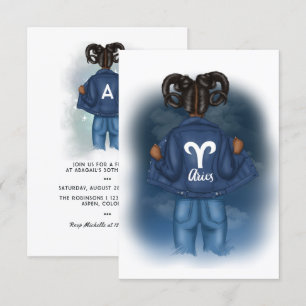 Afro-Amerikaanse Ram Zodiac Sterrenbeeld Verjaarda Kaart
