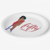 Afro-Amerikaanse rode jurk Diva 50+ & Fabulous Papieren Bordje (Gekanteld)