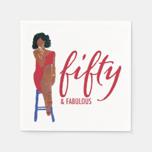 Afro-Amerikaanse rode jurk Diva 50 & Fabulous Servet