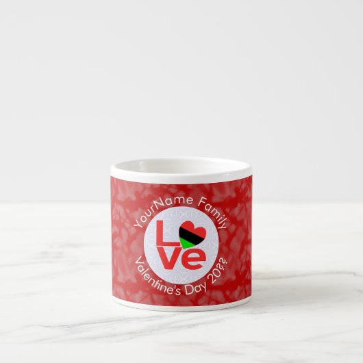 Afro-Amerikaanse Rode Letters LIEFDE Vlag Personal Espresso Kop (Voorkant)