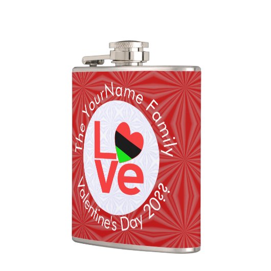 Afro-Amerikaanse rode letters LOVE Flag Personalis Heupfles (Links)