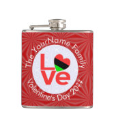 Afro-Amerikaanse rode letters LOVE Flag Personalis Heupfles (Voorkant)