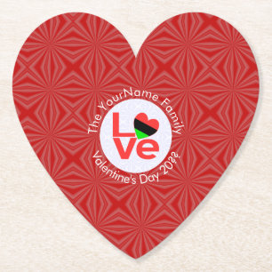 Afro-Amerikaanse rode letters LOVE Flag Personalis Kartonnen Onderzetters