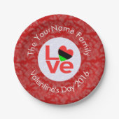 Afro-Amerikaanse rode letters LOVE Flag Personalis Papieren Bordje (Voorkant)