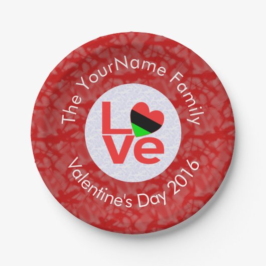 Afro-Amerikaanse rode letters LOVE Flag Personalis Papieren Bordje (Voorkant)