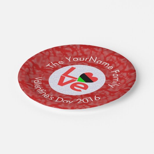 Afro-Amerikaanse rode letters LOVE Flag Personalis Papieren Bordje (Gekanteld)