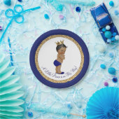 Afro-Amerikaanse Royal Blue Prince Baby shower Papieren Bordje (Feest)