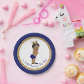 Afro-Amerikaanse Royal Blue Prince Baby shower Papieren Bordje (Feest)