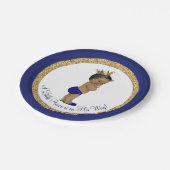 Afro-Amerikaanse Royal Blue Prince Baby shower Papieren Bordje (Gekanteld)