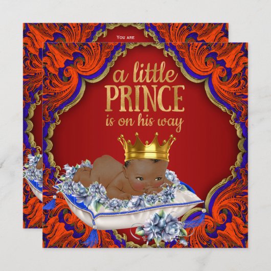 Afro-Amerikaanse Royal Prince Baby Shower Kaart (Voorkant / Achterkant)