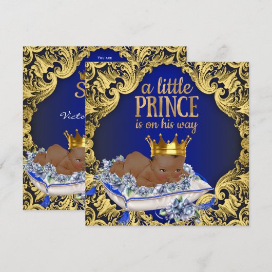 Afro-Amerikaanse Royal Prince Baby shower Kaart (Voorkant / Achterkant)