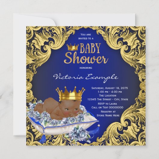 Afro-Amerikaanse Royal Prince Baby shower Kaart (Achterkant)