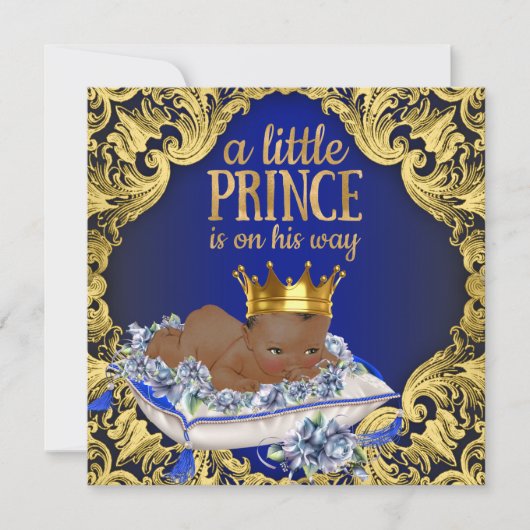 Afro-Amerikaanse Royal Prince Baby shower Kaart (Voorkant)