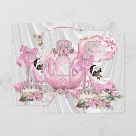 Afro-Amerikaanse Royal Princess Baby shower Kaart (Voorkant / Achterkant)