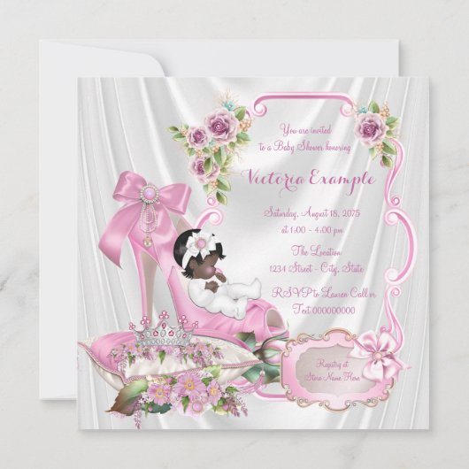 Afro-Amerikaanse Royal Princess Baby shower Kaart (Achterkant)