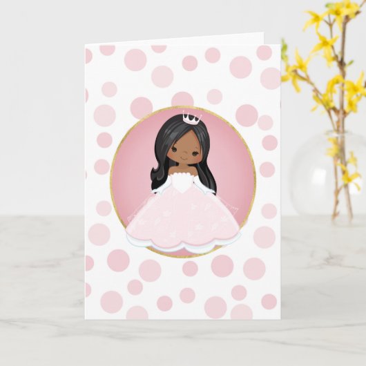 Afro-Amerikaanse Roze Prinses Kaart (Gele Bloem)