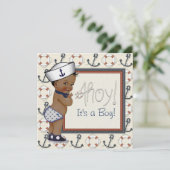 Afro-Amerikaanse Sailor Boy Nautisch Baby shower Kaart (Staand voorkant)