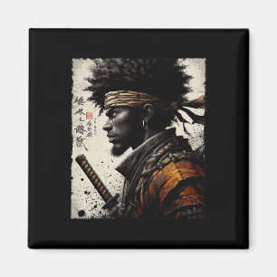 Afro-Amerikaanse Samurai Vintage Afrikaanse Bushid Magneet