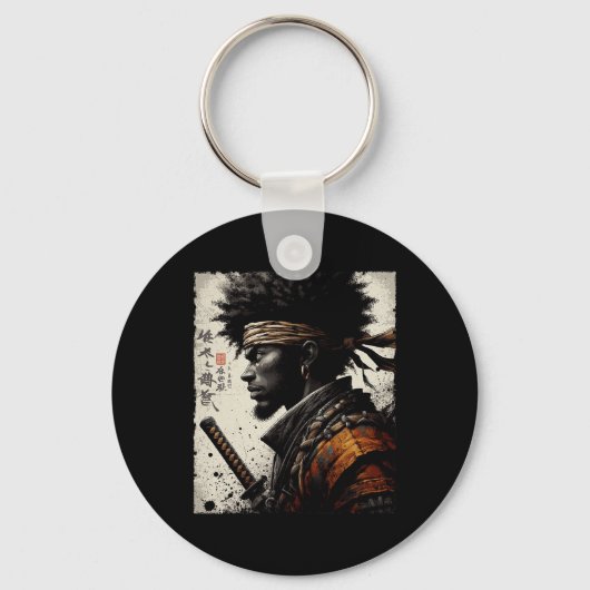 Afro-Amerikaanse Samurai Vintage Afrikaanse Bushid Sleutelhanger (Voorkant)