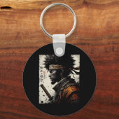 Afro-Amerikaanse Samurai Vintage Afrikaanse Bushid Sleutelhanger (Voorkant)