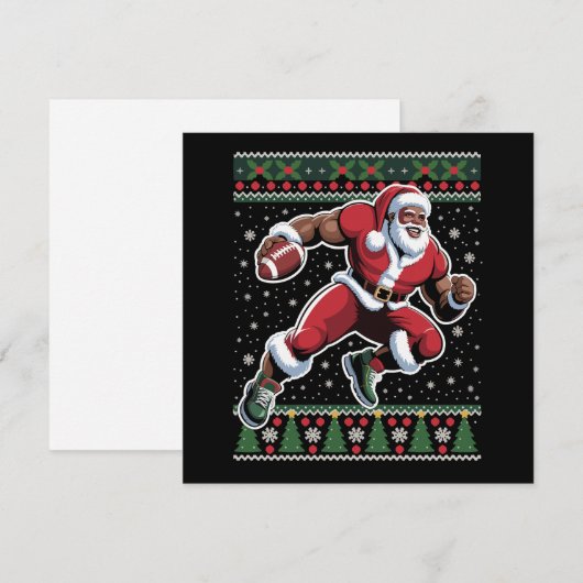 Afro-Amerikaanse Santa Football Ugly Christmas Feestdagenkaart (Voorkant / Achterkant)