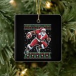 Afro-Amerikaanse Santa Football Ugly Christmas Keramisch Ornament<br><div class="desc">Afrikaans Amerikaans Santa Football Lelijke Kersttrui</div>